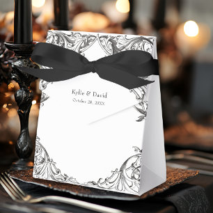 Victorian Bat Until Death Black & White Wedding Favour Box