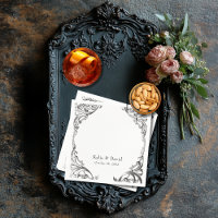 Victorian Bat Until Death Black & White Wedding