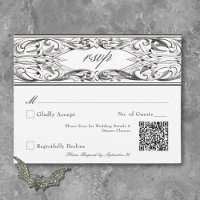 Victorian Bat Until Death Black & White Wedding