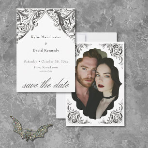 Victorian Bat Until Death Black White Wedding Save The Date