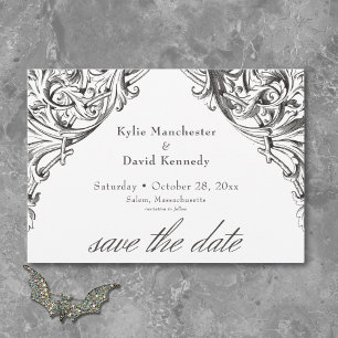 Victorian Bat Until Death Black & White Wedding Save The Date