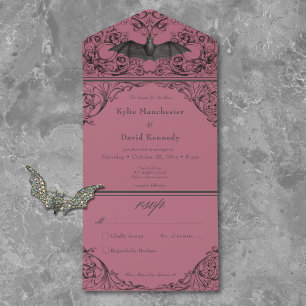 Victorian Bat Until Death Black Wine No Dinner All In One Invitation