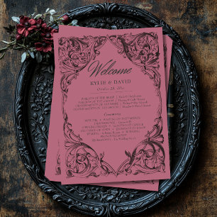 Victorian Bat Until Death Black & Wine Wedding Programme