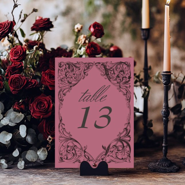 Victorian Bat Until Death Black & Wine Wedding Table Number (Creator Uploaded)