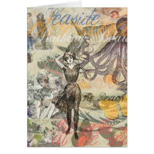 Victorian Bathing Beauty Kraken Vintage Surrealism