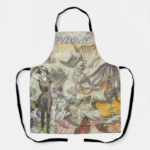 Victorian Bathing Beauty Kraken Vintage Surrealism Apron