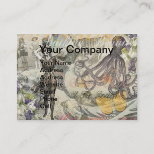 Victorian Bathing Beauty Kraken Vintage Surrealism Business Card