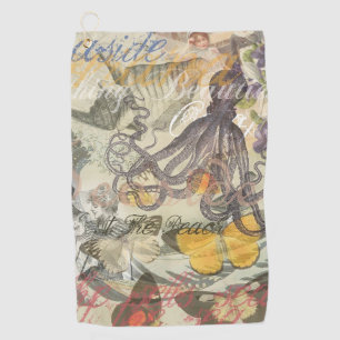 Victorian Bathing Beauty Kraken Vintage Surrealism Golf Towel