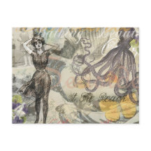 Victorian Bathing Beauty Kraken Vintage Surrealism