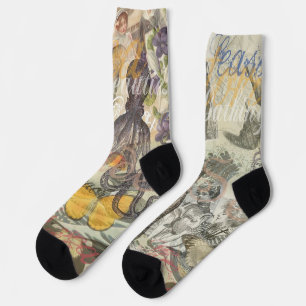 Victorian Bathing Beauty Kraken Vintage Surrealism Socks