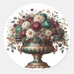 Victorian Bavaria Floral Vase Classic Round Sticker