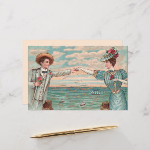 Victorian Beach Love Dressy Ocean Wedding Couple
