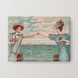 Victorian Beach Love Dressy Ocean Wedding Couple