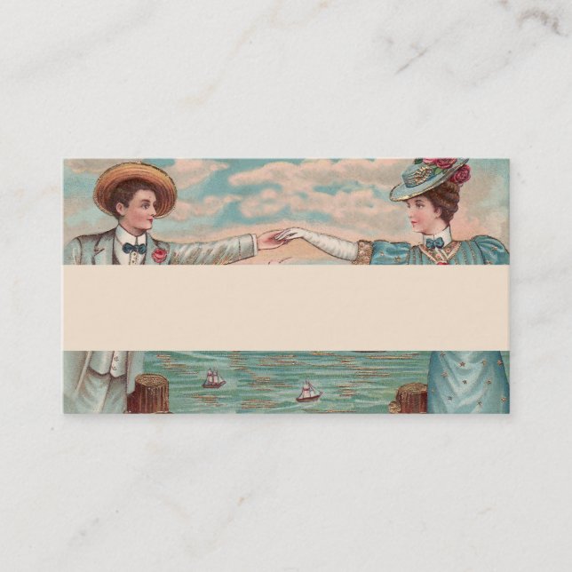 Victorian Beach Love Dressy Ocean Wedding Couple Business Card (Front)