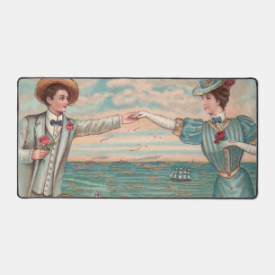 Victorian Beach Love Dressy Ocean Wedding Couple Desk Mat