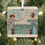 Victorian Beach Love Dressy Ocean Wedding Couple Metal Tree Decoration<br><div class="desc">Love at the Beach! This vintage image is based on an antique postcard with a man and and a woman reaching out their arms to touch hands</div>