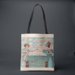 Victorian Beach Love Dressy Ocean Wedding Couple Tote Bag<br><div class="desc">Love at the Beach! This vintage image is based on an antique postcard with a man and and a woman reaching out their arms to touch hands</div>
