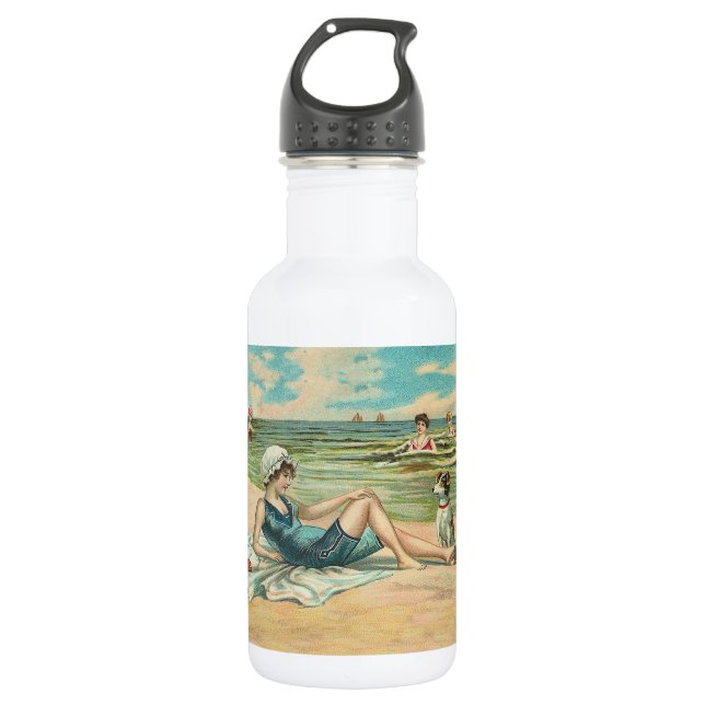 Victorian Beach Swim Girl Ocean Summer Vacation 532 Ml Water Bottle (Front)