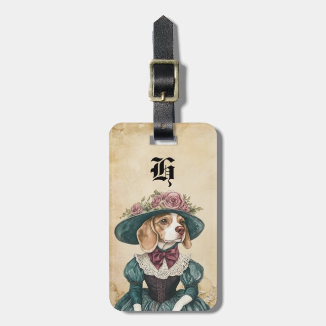 Victorian Beagle Dog Luggage Tags (Front Vertical)