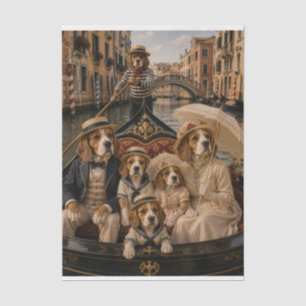 Victorian Beagle Family Tissue Paper Decoupage