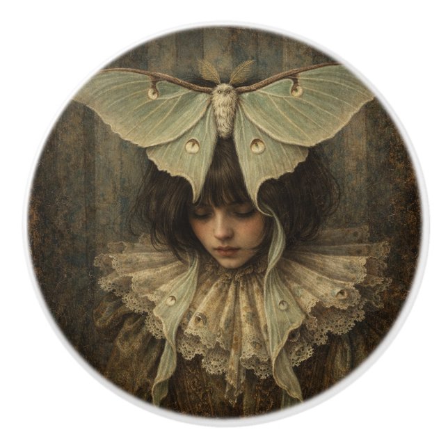 Victorian Beauty with Butterfly  Ceramic Knob (Front)