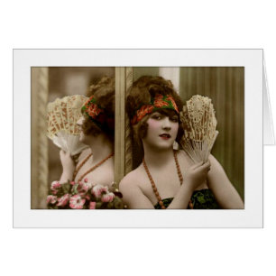 Victorian beauty with fan and reflection