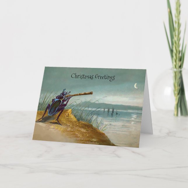 Victorian Beetle Holiday Greetings Card (Front)