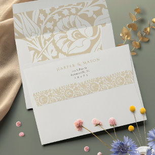 Victorian Beige Ivory Floral Wedding Envelope