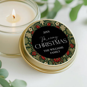 Victorian Berries Dark Botanical Christmas Classic Round Sticker