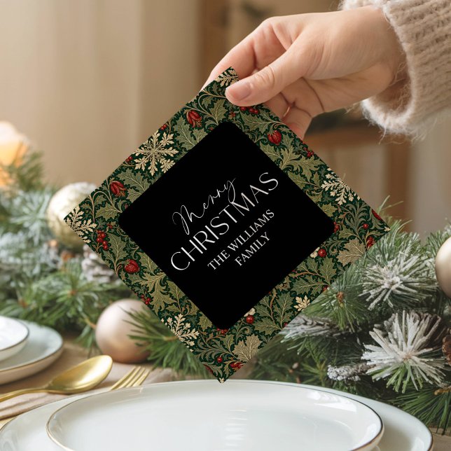 Victorian Berries Dark Botanical Christmas Napkin (Creator Uploaded)