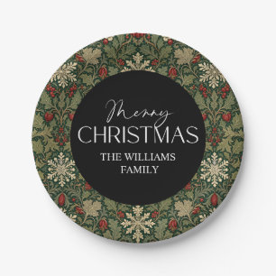 Victorian Berries Dark Botanical Gothic Christmas  Paper Plate