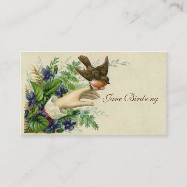 Victorian Bird In Hand Calling Card (Front)