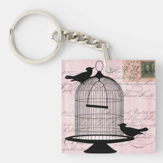Victorian Birdcage Pink Acrylic Keychain