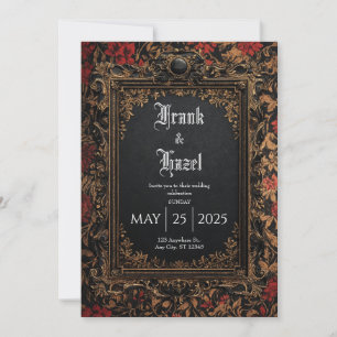 Victorian Black and Gold Baroque Wedding Invitation