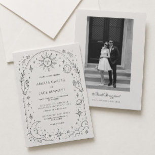 Victorian Black and Ivory Celestial Wedding  Invitation
