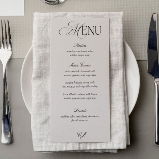 Victorian Black and Ivory Wedding Menu Card (Creator Uploaded)