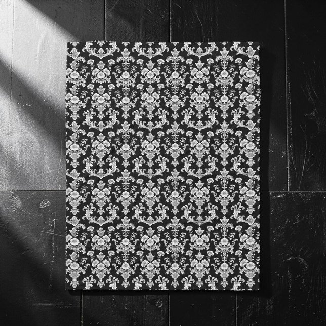 Victorian Black and White Damask Pattern Fleece Blanket (Creator Uploaded)