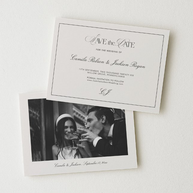 Victorian Black & Ivory Wedding Save the Date Invitation (Creator Uploaded)