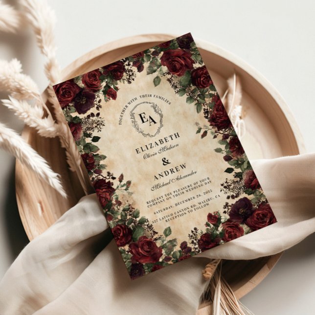 Victorian Black Lace Rose Wedding Invitation (Creator Uploaded)