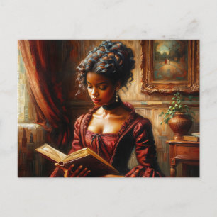 Victorian Black Woman In Red Reading Postcard