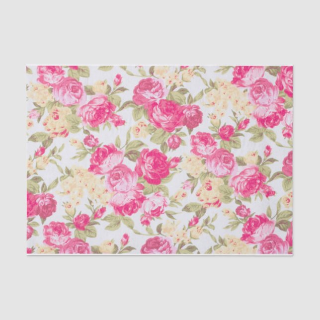 Victorian Blooming Roses Floral  Tissue Paper (Front)