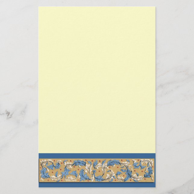 Victorian Blue and Ivory Pattern Stationery (Front)