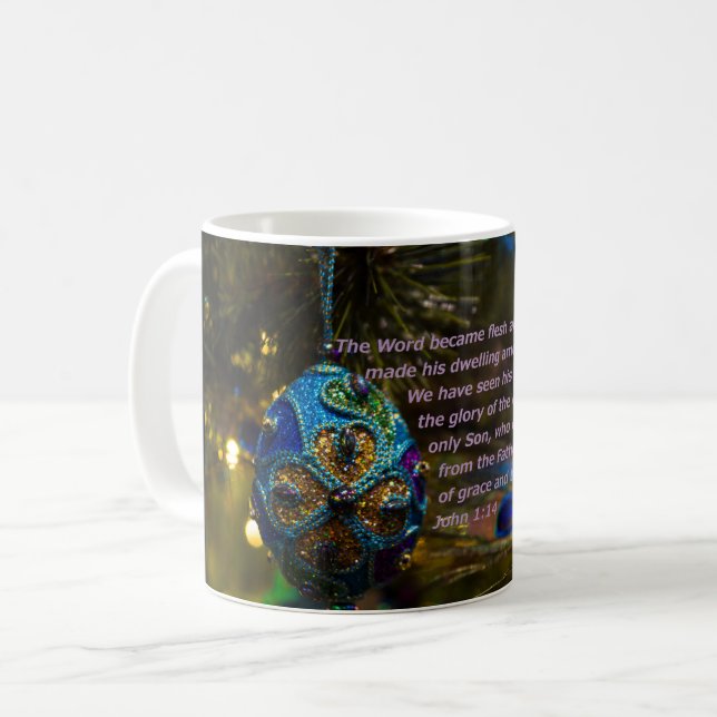 Victorian Blue Bible Verse Coffee Mug (Front Left)