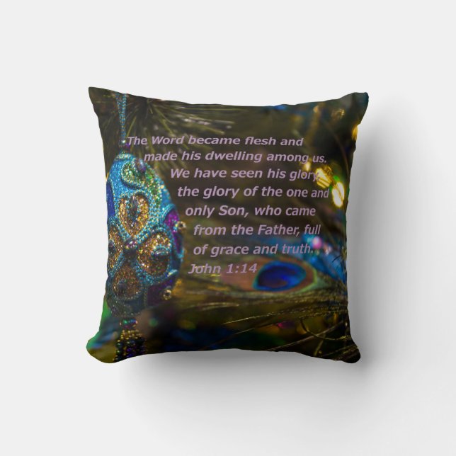 Victorian Blue Bible Verse Cushion (Front)