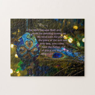 Victorian Blue Bible Verse Jigsaw Puzzle