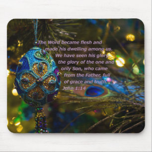 Victorian Blue Bible Verse Mouse Pad