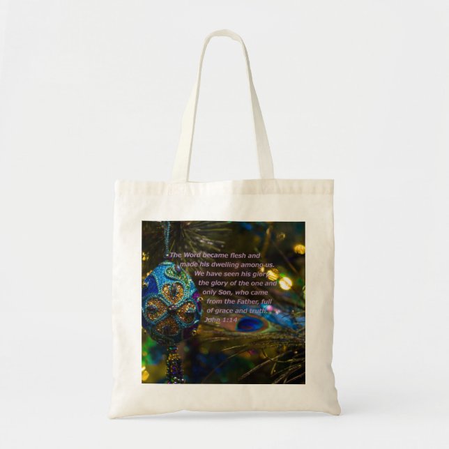 Victorian Blue Bible Verse Tote Bag (Front)