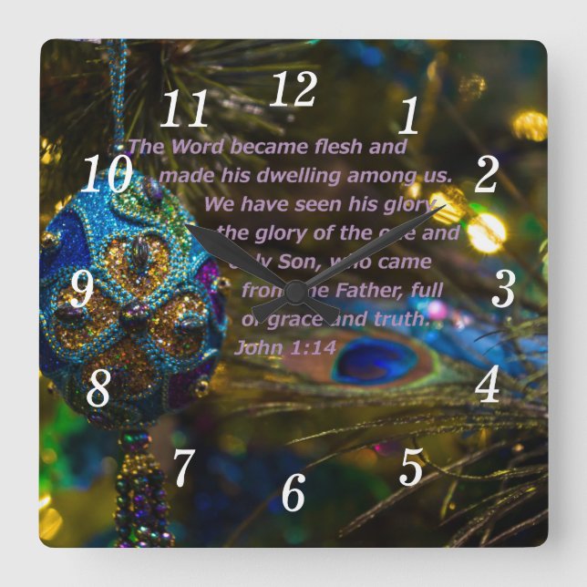 Victorian Blue Bible Verse Wall Clock (Front)