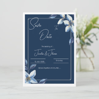 Victorian Blue Floral Dusty Blue Wedding Save The  Save The Date