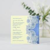Victorian Blue Floral Flat Wedding Invitation (Standing Front)